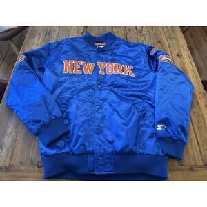 Starter New York Knicks Vintage Jacket Size XL NBA Bomber Satin Quilt Lined